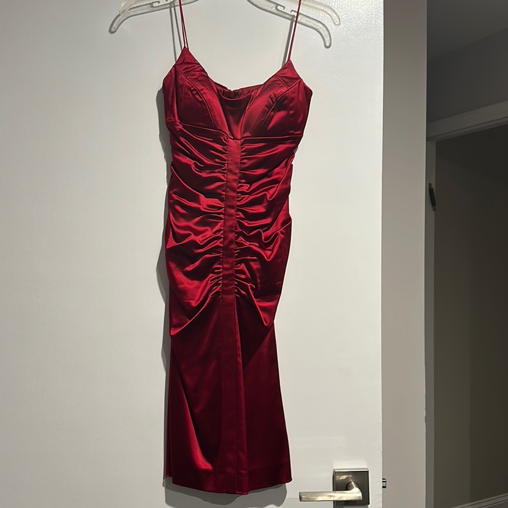 Nicole Miller Red Satin Mini Dress